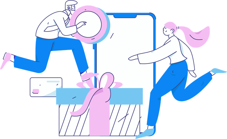 Client earns loyalty points on digital shopping  Illustration