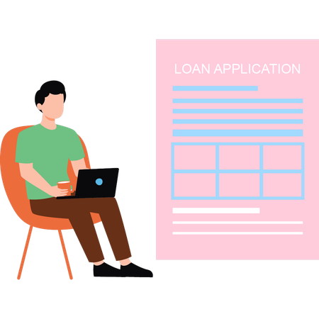 Client fills out loan application form  Illustration