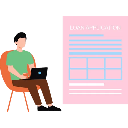 A Boy Is Filling Out A Loan Application Illustration