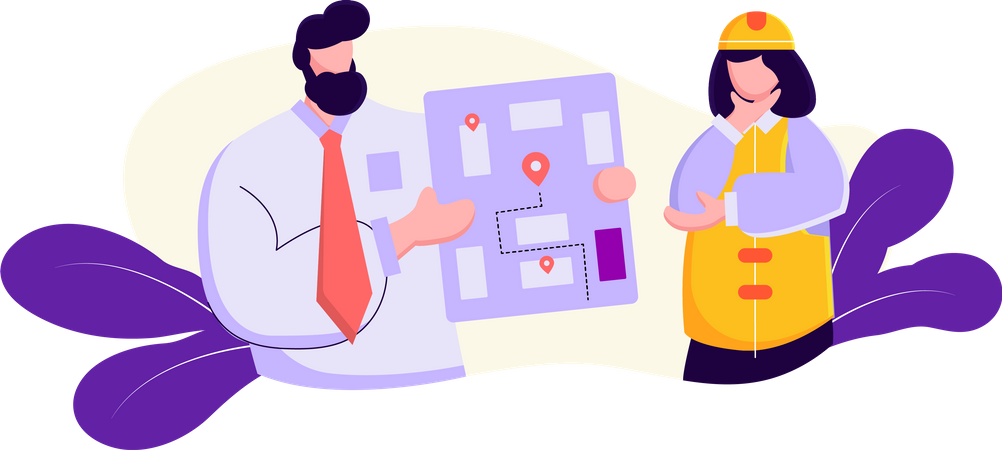 Client giving project plan briefing to worker  Illustration
