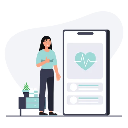 Client is surfing medical app  Illustration