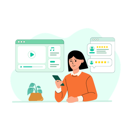 Client looking at feedback video  Illustration