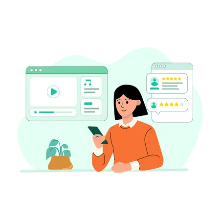 Client looking at feedback video  Illustration