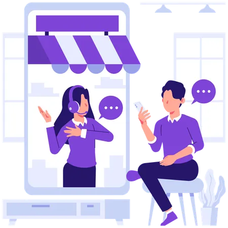 Client needs help from customer support  Illustration