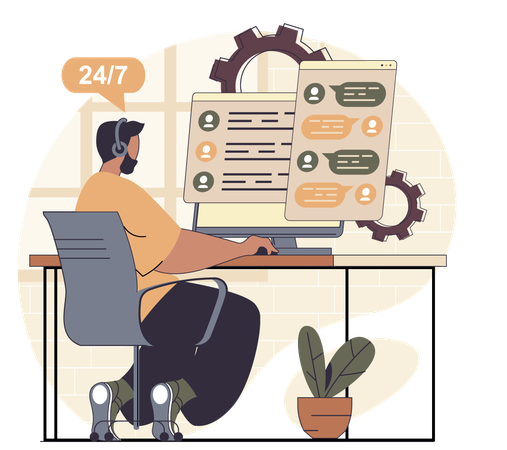 Client takes help from customer support  Illustration