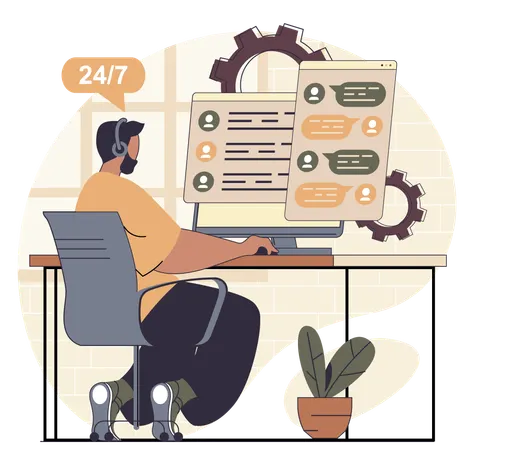 Client takes help from customer support  Illustration