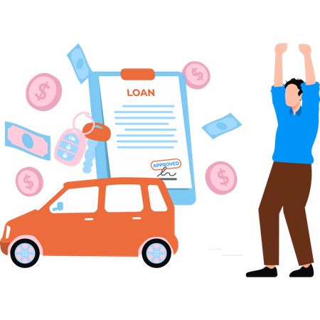 Client takes loan on new car  Illustration