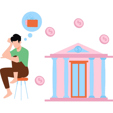 Client thinks to take bank loan  Illustration
