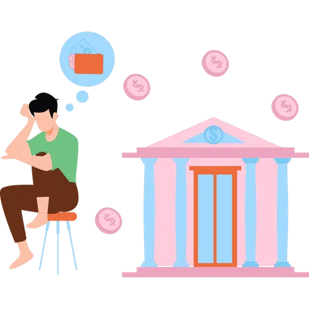 Client thinks to take bank loan  Illustration