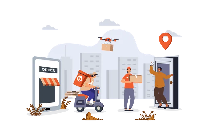 Client using shipping service  Illustration