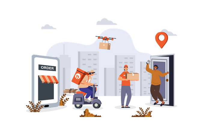 Client using shipping service  Illustration