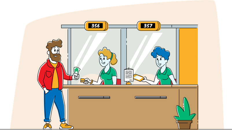 Client utilisant un service bancaire  Illustration