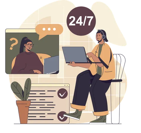Client work as customer support agent  Illustration