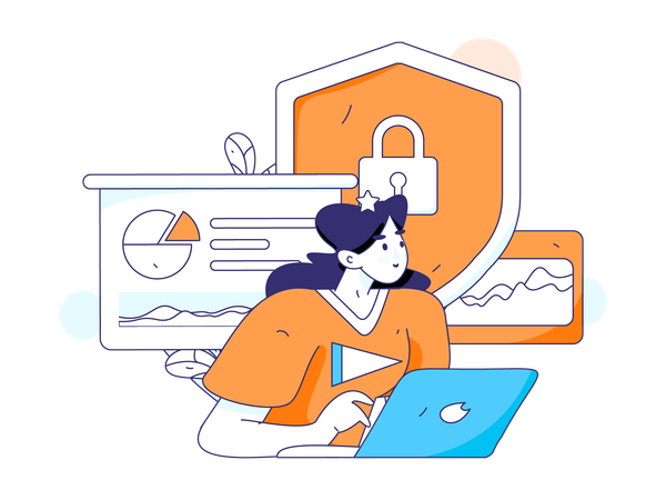 Client works on cyber security  Illustration
