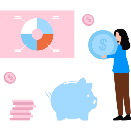 Cliente analisa seu gráfico de economia  Ilustração