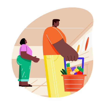 Cliente comprando comida  Ilustração