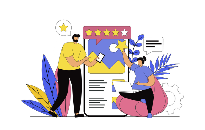 Cliente dando feedback online  Ilustração