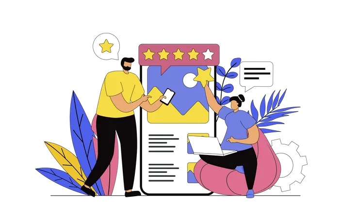 Cliente dando feedback online  Ilustração