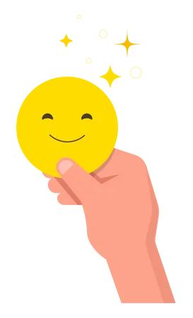 Cliente Feliz Clientes Satisfeitos Design Conceitual Com Emoji Amarelo De Rosto Feliz Ilustração