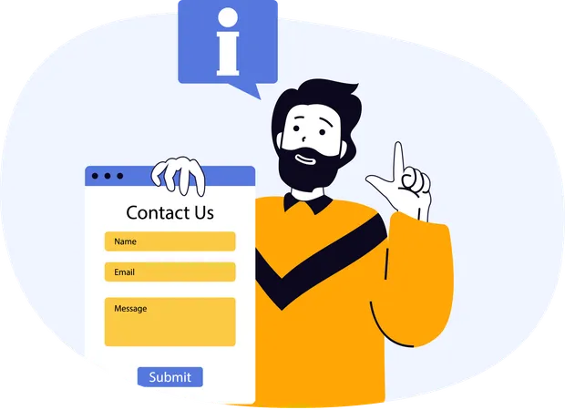 Cliente preenchendo formulário de contato para solucionar dúvidas  Ilustração