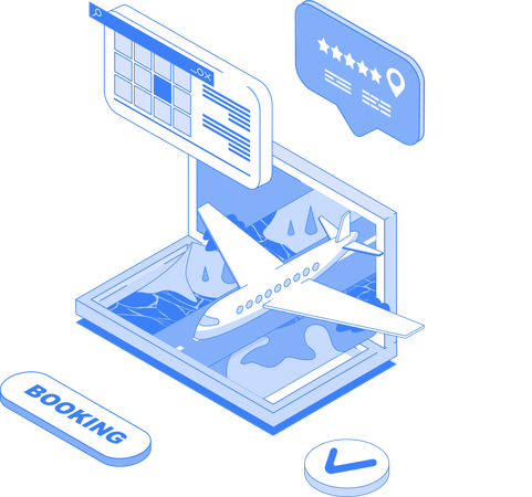 Cliente que realiza reservas de viajes en línea  Ilustración