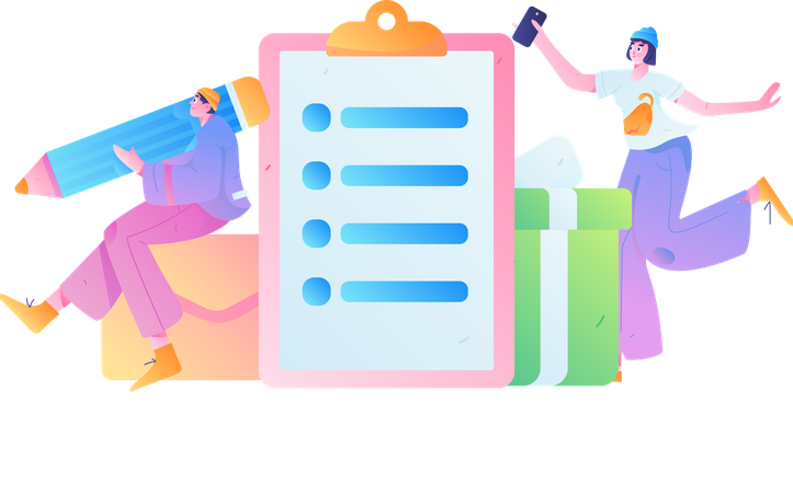 Los clientes completan el formulario kyc  Ilustración