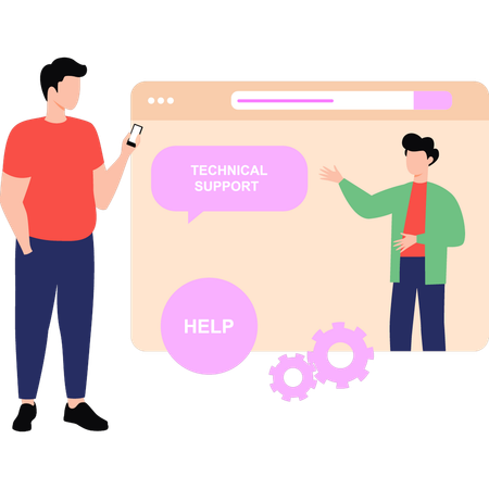 Os clientes procuram ajuda online  Ilustração