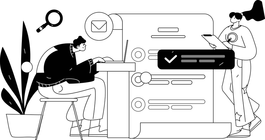 Clients filling out customer inquiry form  Illustration