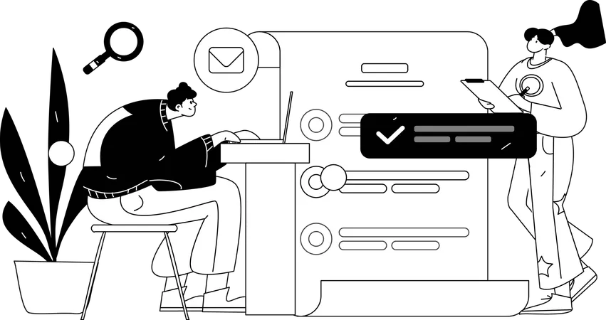 Clients filling out customer inquiry form  Illustration
