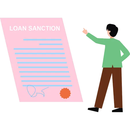 A Boy Is Pointing At The Loan Application Illustration