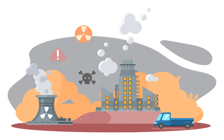 Climate change and air pollution  Illustration
