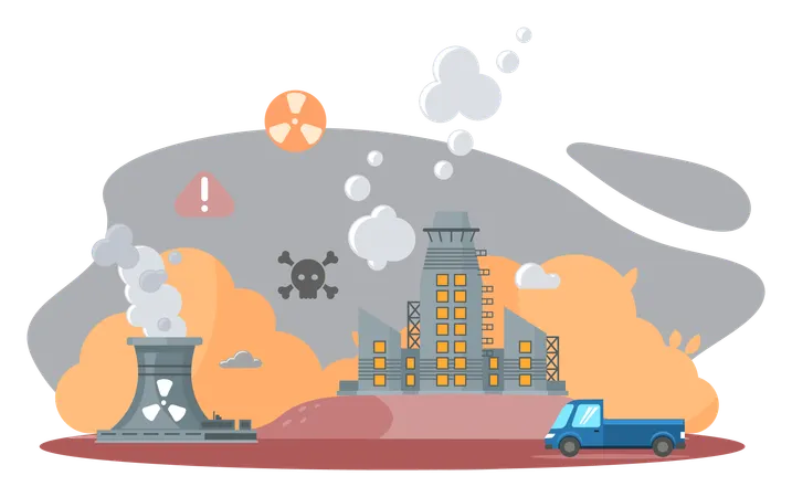 Climate change and air pollution  Illustration