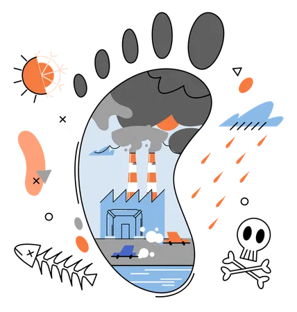 Climate change and carbon footprint  Illustration