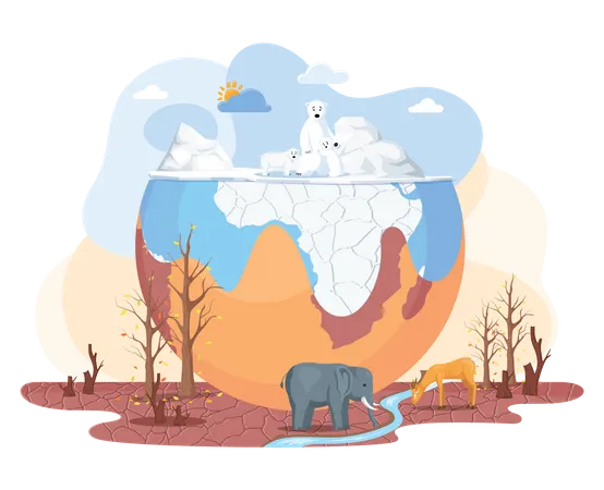 Climate change on planet Earth Illustration