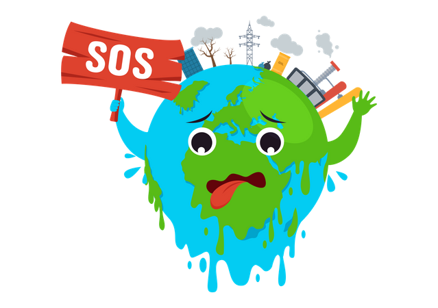 Climate change SOS Message Emergency  일러스트레이션