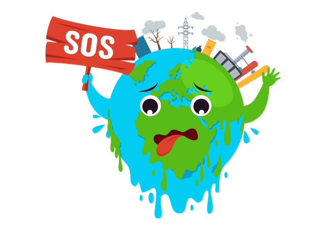 Climate change SOS Message Emergency  Illustration