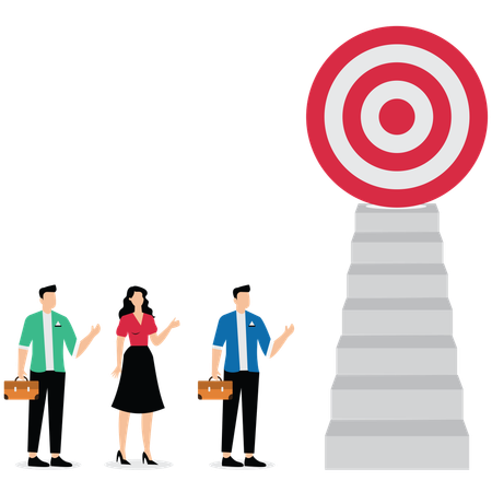 Climb corporate ladder to achieve career target  Illustration