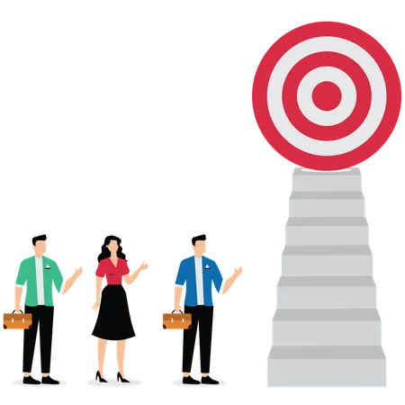 Climb corporate ladder to achieve career target  Illustration