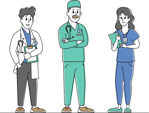 Clinic or Hospital Healthcare Staff at Work  Illustration