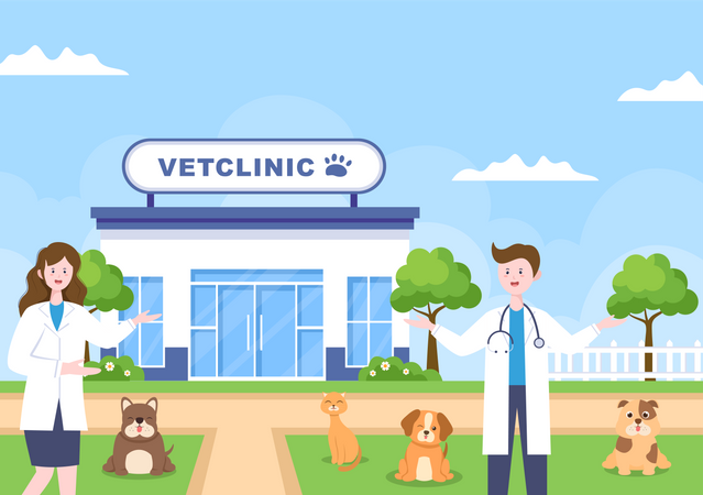 Clínica veterinária para animais de estimação  Ilustração
