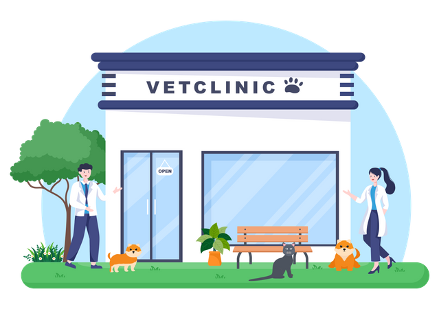 Clínica Veterinaria Para Mascotas  Ilustración