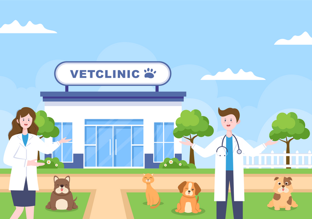 Clínica Veterinaria Para Mascotas  Ilustración