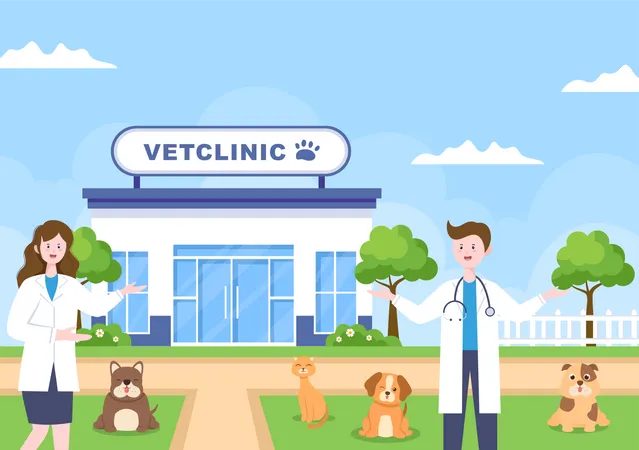 Clínica Veterinaria Para Mascotas  Ilustración