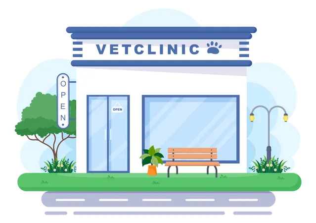 Clínica veterinaria para mascotas  Ilustración