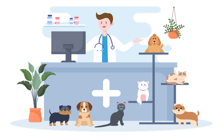 Clínica Veterinaria para Mascotas  Ilustración