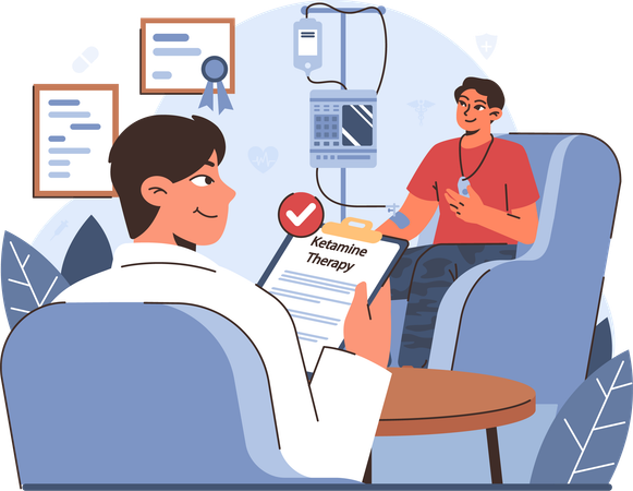 Clinician reviews treatment protocol with  patient  Illustration