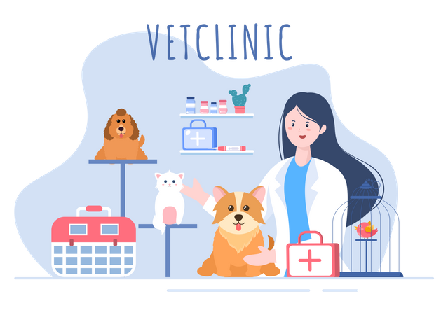 Clinique pour animaux de compagnie  Illustration