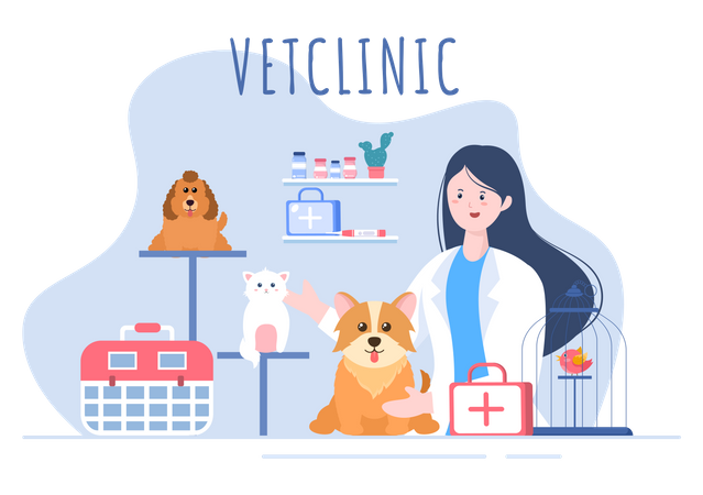 Clinique pour animaux de compagnie  Illustration