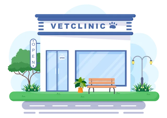 Clinique vétérinaire pour animaux de compagnie  Illustration