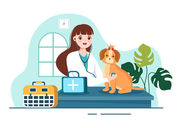 Clinique vétérinaire pour animaux de compagnie  Illustration